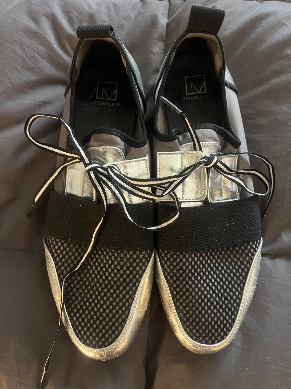 Material Girl Silver and Gray Slip-On Women's Sneakers